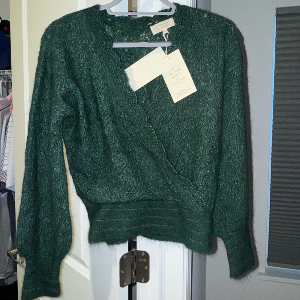 La Maille Sézane paris rue saint fiacre Sweater Green New with Tags Sz M Light